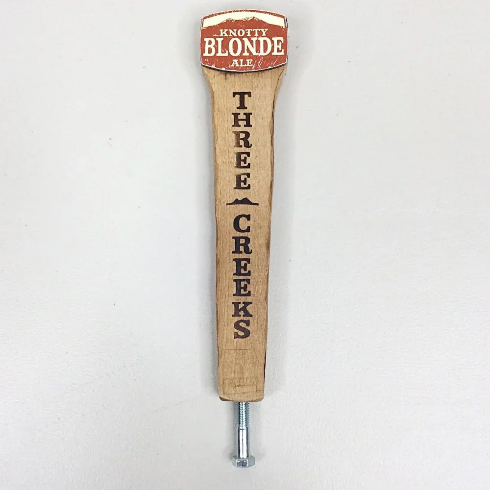 Three Creeks Brewing Beer Tap Handle Knotty Blond Ale Firestorm Red 11